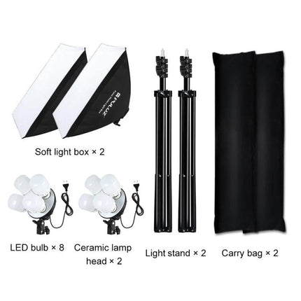 PULUZ 50x70cm Softbox Lighting Kit for Photography Studios double softboxes LED bulbs tripods carry bags