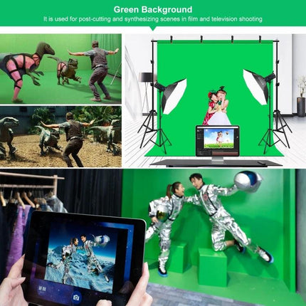 PULUZ Adjustable Photo Background Stand Kit with Backdrops set up with green screen, lights and tablet for live streaming and product photography