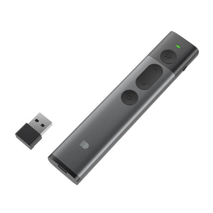 DOOSL Red Laser Wireless Presenter for PowerPoint Navigation - sleek gray remote with USB receiver, red laser and slide control buttons