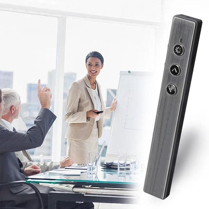 Wireless PPT Presenter Remote with Laser Pointer and Air Mouse Function - presenter using laser pointer and air mouse to navigate slides in conference