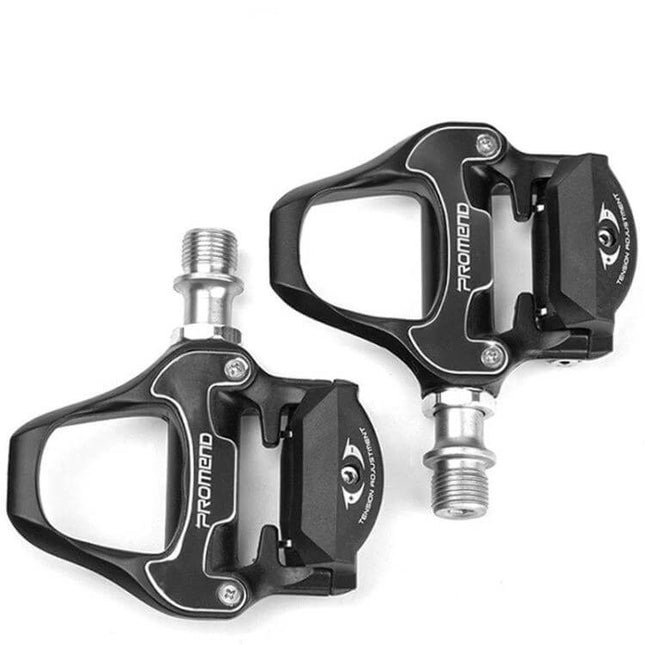 PROMEND Black Self-Locking Road Bike Pedal for Daily Riding black aluminum alloy pedals with chrome molybdenum axle and self-locking mechanism