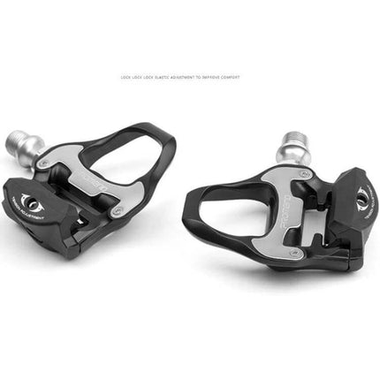 PROMEND Black Self-Locking Road Bike Pedal for Daily Riding - black aluminum alloy road pedals with self-locking mechanism, chrome molybdenum axle