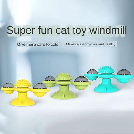 Versatile Cat Toy for Daily Home Play and Scratching windmill-style interactive suction cup toy for indoor cats