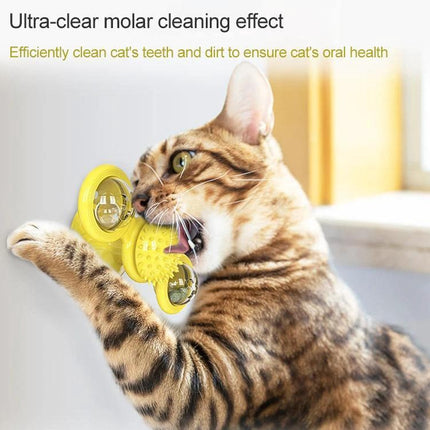 Versatile Cat Toy for Daily Home Play and Scratching - yellow windmill suction-base toy for interactive play and scratching