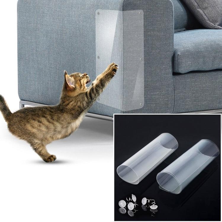 Cat Scratch Defender: 2-Pack Transparent PVC Sofa Protection Stickers (15x47cm)