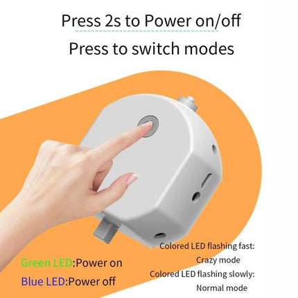 Luminous Ball for Pets' Everyday Training and Play at Home - white LED interactive training ball showing power/mode button and indicator lights
