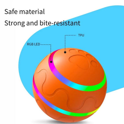 Luminous Ball for Pets' Everyday Training and Play at Home - orange RGB LED bite-resistant TPU ball for indoor dog and cat exercise