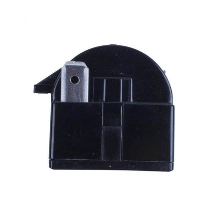 Alt Tag: PTC Starter Relay for Refrigerator Use, 3-Pin Connection replacement black plastic housing, compact 3-pin compressor start relay