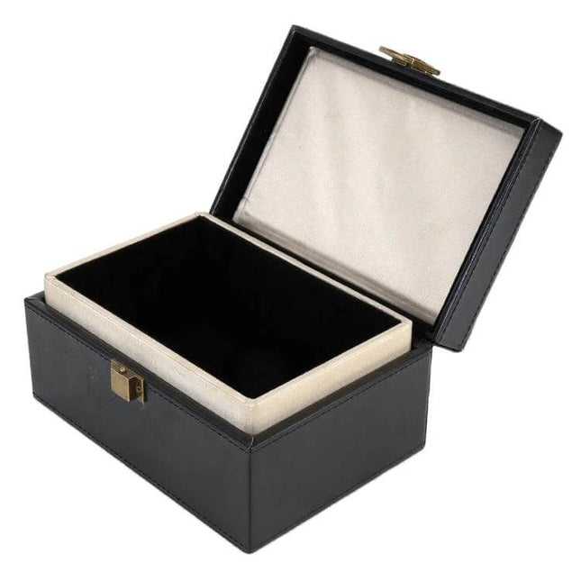 PU Leather Anti-Theft Shield Box for Phone and Keys, Black - compact black PU leather case with RFID-lined interior for keys and small devices