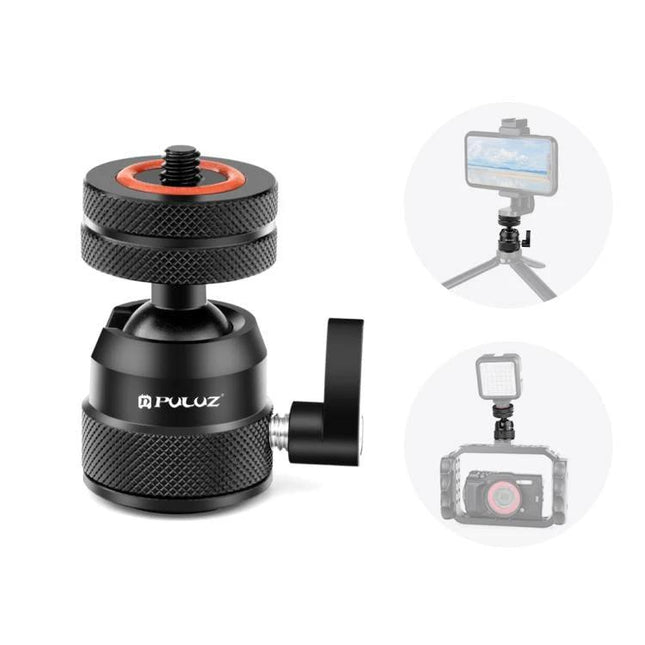 PULUZ Aluminum Mini Ball Head Tripod Adapter for Photography compact aerospace-grade aluminum 69g travel vlogging mount