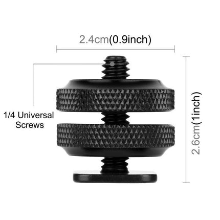 PULUZ Hot Shoe Screw Adapter for Secure Camera Mounting – aluminum 1/4-inch universal screw hot shoe adapter, 2.4cm x 2.6cm compact mount