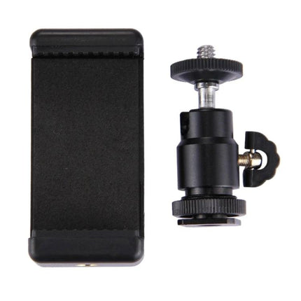 PULUZ Tripod Head for Daily Travel and Home Photography - black mini ball head and smartphone clamp, compact travel accessory