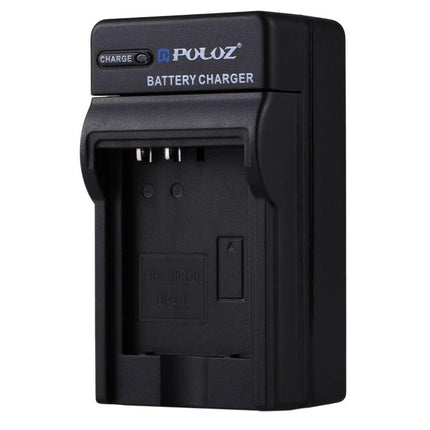 Alt Tag: PULUZ EU Plug Battery Charger for Nikon Digital Cameras black EN-EL12 travel charger with EU plug and charging indicator