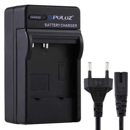 PULUZ EU Plug Battery Charger for CASIO CNP40 Battery - compact black charger with EU plug and cord for quick camera battery recharge