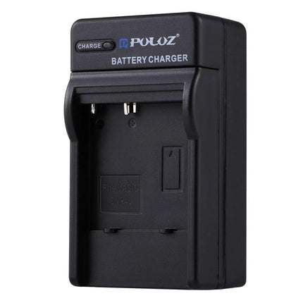 PULUZ EU Plug Battery Charger for CASIO CNP40 Battery - compact black travel charger with LED charge indicator