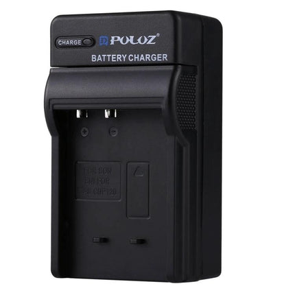 PULUZ Battery Charger with EU Plug for Casio CNP120 Battery - compact black travel charger for Casio EX-S200