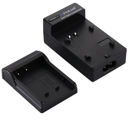 PULUZ Battery Charger with EU Plug for Casio CNP120 Battery - black dual-slot travel charger for Casio EX-S200 cameras