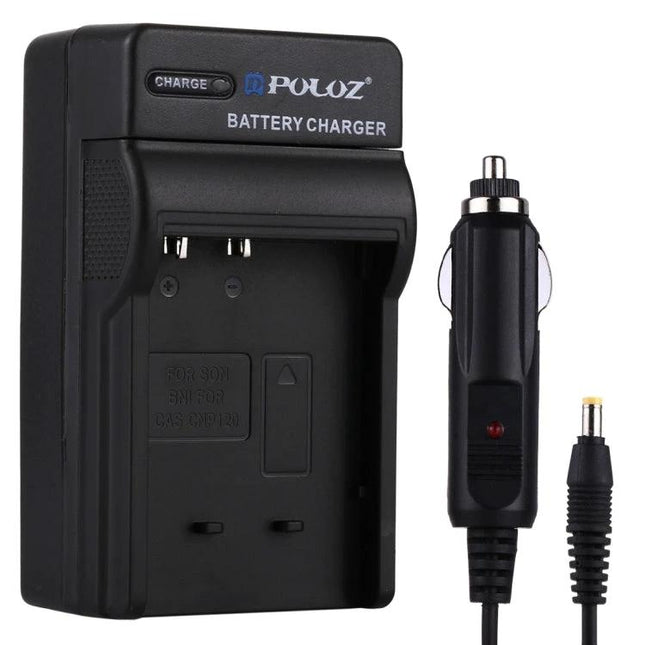 PULUZ Car Charger for Casio CNP120 Digital Camera Battery - black car cigarette lighter battery charger for Casio EX-S200