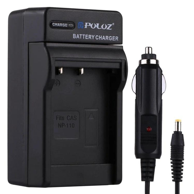 PULUZ Car Charger for Casio NP-110 Digital Camera Battery black car cigarette lighter charger with cable and NP-110 slot