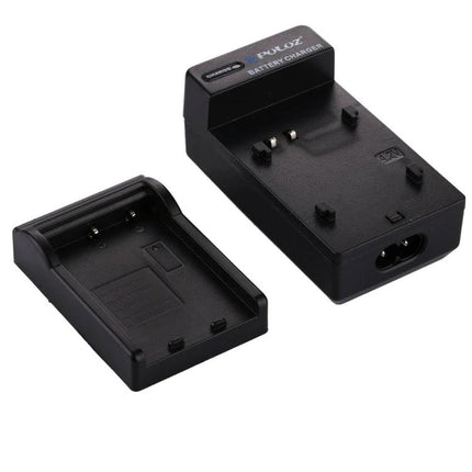 PULUZ Car Charger for Multiple Digital Camera Batteries - black dual-slot car DC charger compatible with Fujifilm NP-60 and select Olympus models