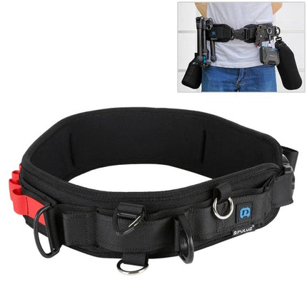 PULUZ Versatile Waistband Strap For Carrying DSLR Cameras - black padded waist belt with D-rings and accessory loops for hands-free outdoor photography
