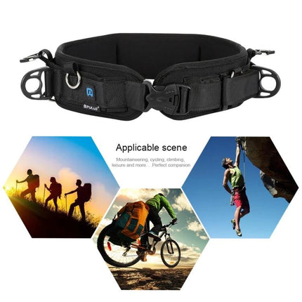 PULUZ Versatile Waistband Strap For Carrying DSLR Cameras — sturdy black waist belt for hands-free outdoor photography and hiking