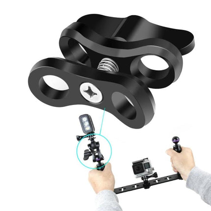 PULUZ Aluminum Ball Clamp for Underwater Photography Systems, black aluminum clamp with butterfly clip for attaching arms and strobes