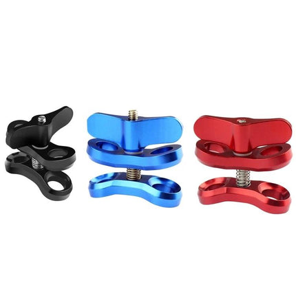 PULUZ Aluminum Ball Clamp for Underwater Photography Systems - anodized blue red black butterfly clip clamp for arms and strobes