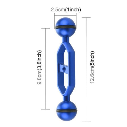PULUZ 5.0 Inch Aluminum Alloy Diving Extension Arm blue anodized double ball underwater extension arm for camera rigs