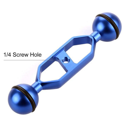 PULUZ 5.0 Inch Aluminum Alloy Diving Extension Arm blue anodized aviation aluminum double ball with 1/4 screw hole for underwater photography