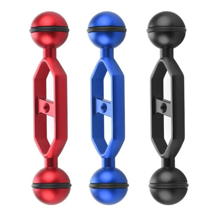 PULUZ 5.0 Inch Aluminum Alloy Diving Extension Arm in red blue and black anodized finishes for underwater camera mounting