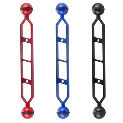 PULUZ 9.0 Inch Aluminum Alloy Dual Balls Arm for Diving - red blue and black diving ball arm extensions for mounting lights and cameras