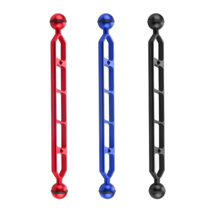 PULUZ 11.0 Inch Dual Balls Arm for Underwater Use - triple color dive extension arms (red, blue, black) for mounting lights and cameras