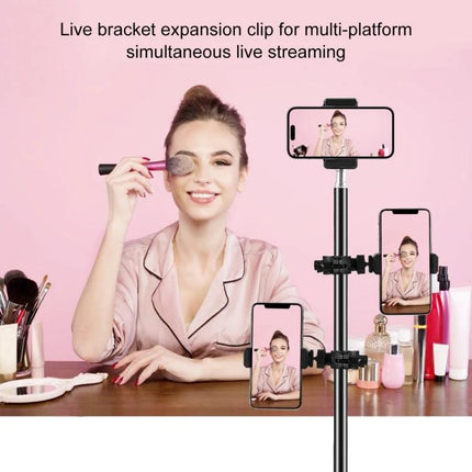 PULUZ Handlebar Phone Mount for Bicycle Use and Photography — multi-phone live streaming stand holding three phones for makeup tutorial