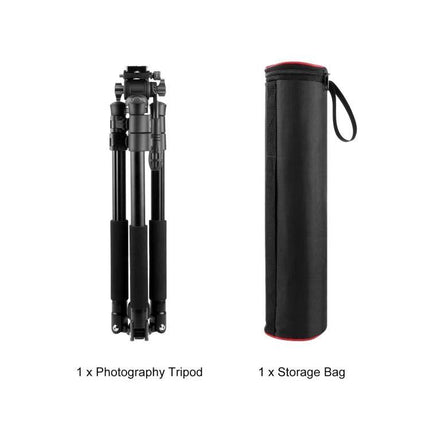 PULUZ Reverse-Folding Video Tripod for Professional Stability folded tripod with foam grips and carry storage bag