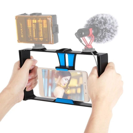 PULUZ Smartphone Vlogging Rig for Easy Video Recording handheld phone rig with microphone and LED light for stable vlogging