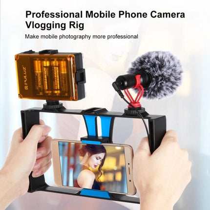 PULUZ Smartphone Vlogging Rig for Easy Video Recording handheld rig with microphone and LED light for mobile vlogging