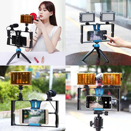 PULUZ Smartphone Vlogging Rig for Easy Video Recording handheld rig with dual LED lights and mini tripod for stable mobile vlogging