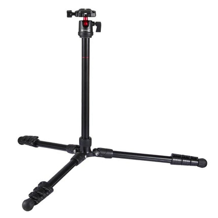 PULUZ Metal Tripod with Adjustable Height for Cameras set up low-angle on uneven surface for stable outdoor and indoor shooting