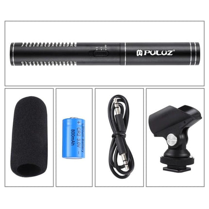 PULUZ Microphone for Everyday Video and Interview Recording – compact shotgun mic kit with windscreen, battery, cable and shoe mount