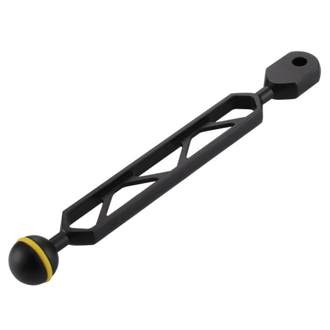 PULUZ 8 Inch Aluminum Ball Arm for Underwater Mounting Systems - black lightweight arm with ball joint for lights and cameras