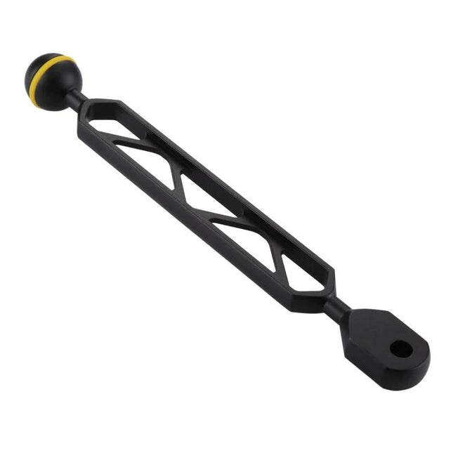 PULUZ 8 Inch Aluminum Ball Arm for Underwater Mounting Systems - lightweight black aluminum arm with ball joint for lights and cameras