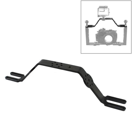 PULUZ Diving Tray Bracket with Dual Handles for Underwater Photography — aluminum alloy dual-handle tray bracket for stable underwater camera mounting