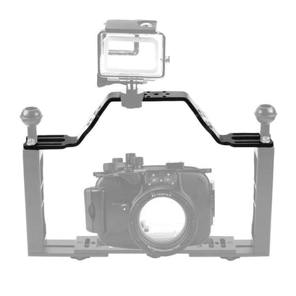 PULUZ Diving Tray Bracket with Dual Handles for Underwater Photography - aluminum dual-handle camera tray with top mount for light