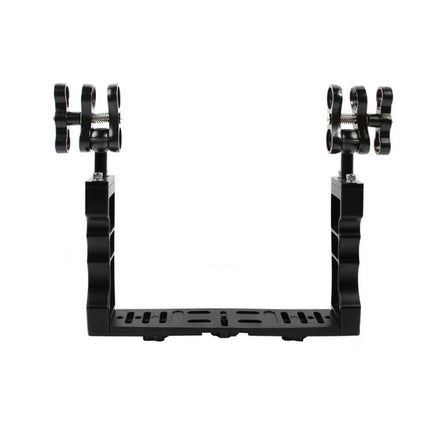 PULUZ Aluminum Tray Stabilizer for Underwater Camera Housings black aluminum tray with dual arm mounts for strobes and lights