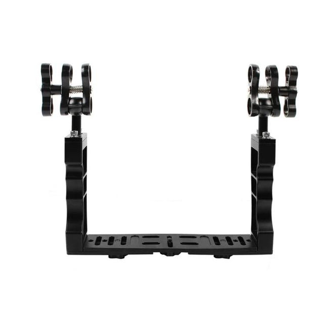 PULUZ Aluminum Tray Stabilizer for Underwater Camera Housings black aluminum tray with dual arm mounts for strobes and lights