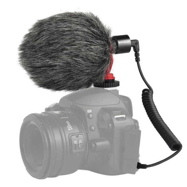 PULUZ Microphone for Everyday Video Recording on Devices mounted on DSLR with windscreen and shock mount for clearer vlog audio