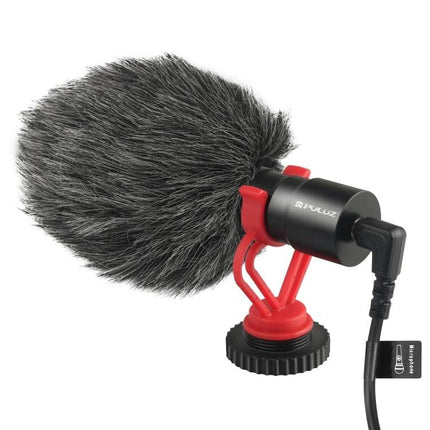 PULUZ Microphone for Everyday Video Recording on Devices - compact shotgun mic with furry windscreen and shock mount for clear vlogs