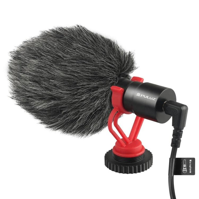 PULUZ Microphone for Everyday Video Recording on Devices - compact shotgun mic with furry windscreen and shock mount for clear vlogs