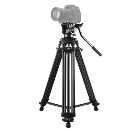PULUZ Aluminum Tripod for DSLR Cameras with Adjustable Height - sturdy aluminum tripod with fluid head and rubber feet for stable outdoor and studio use